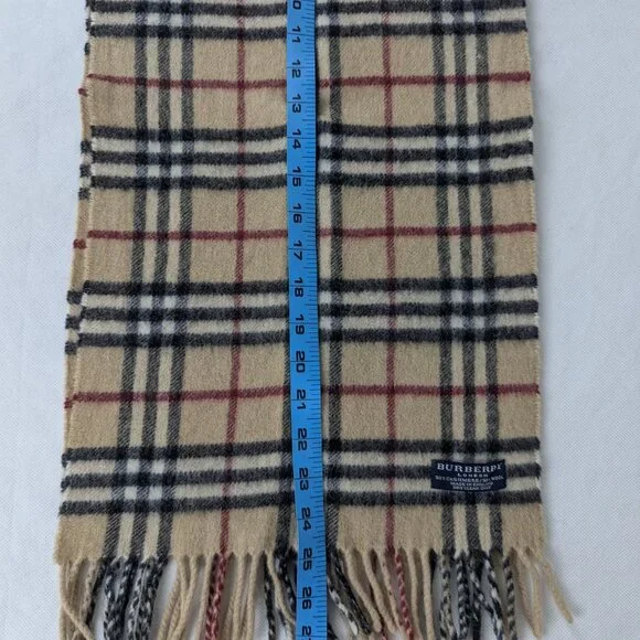 Classic BURBERRY Vintage Check Scarf Beige 50%Wool 50%Cashmere Fast Ship Today. - Picture 5 of 6